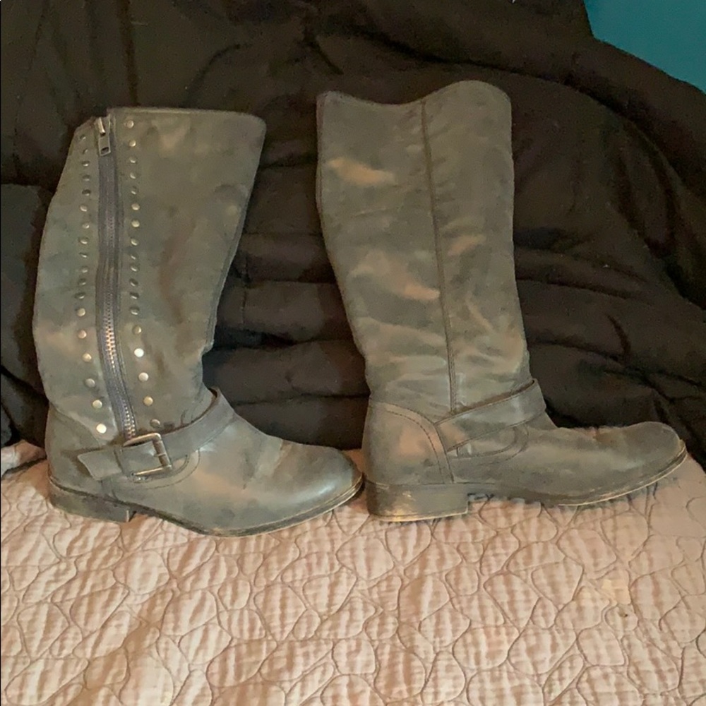 Grey Studded Boots
